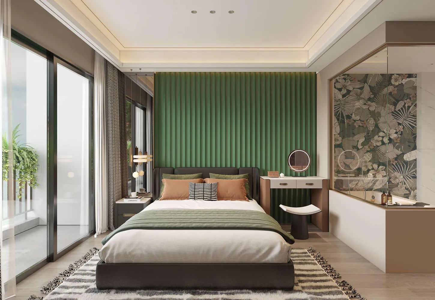 Апартаменты 2BR 52 м² — спальня с видом на море