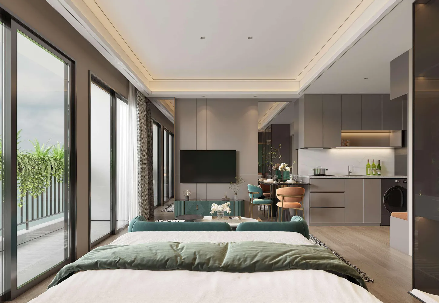 Студия 34 м² — вид с балкона